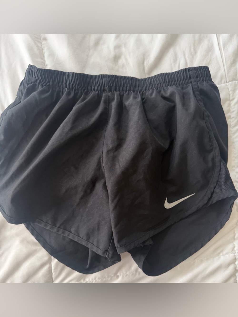 Nike Black Women’s Athletic Running Shorts with White Swoosh